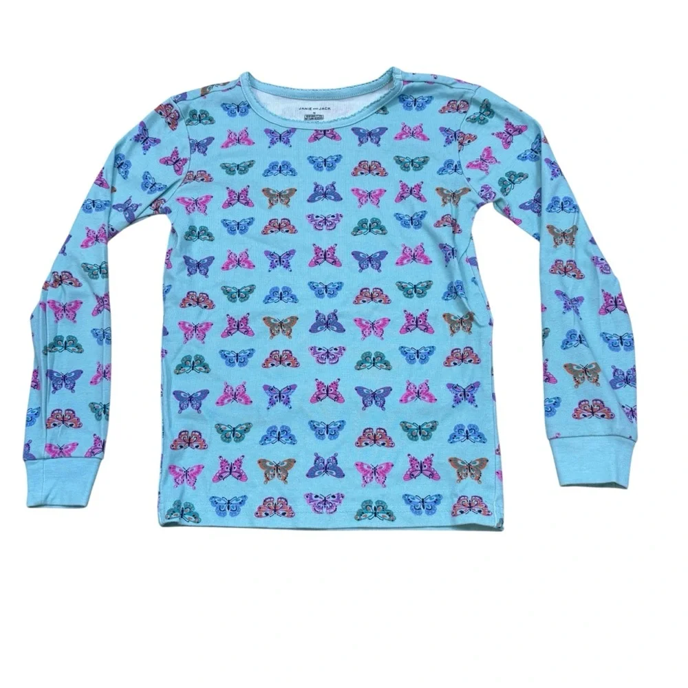Girls Janie and Jack Two Piece Butterfly Print Pajamas Blue Size 10‎